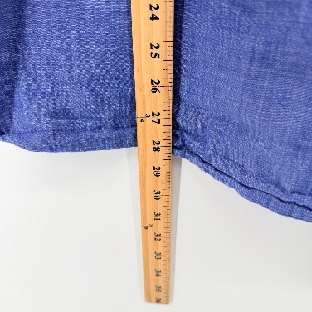 American Eagle Shirt Mens L Blue Geometric Slim Cotton Chambray Short Sleeve - Picture 11 of 12